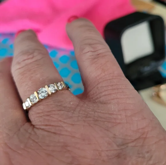 Bridal set 14k solid gold diamonique rings Nwot - Picture 10 of 17